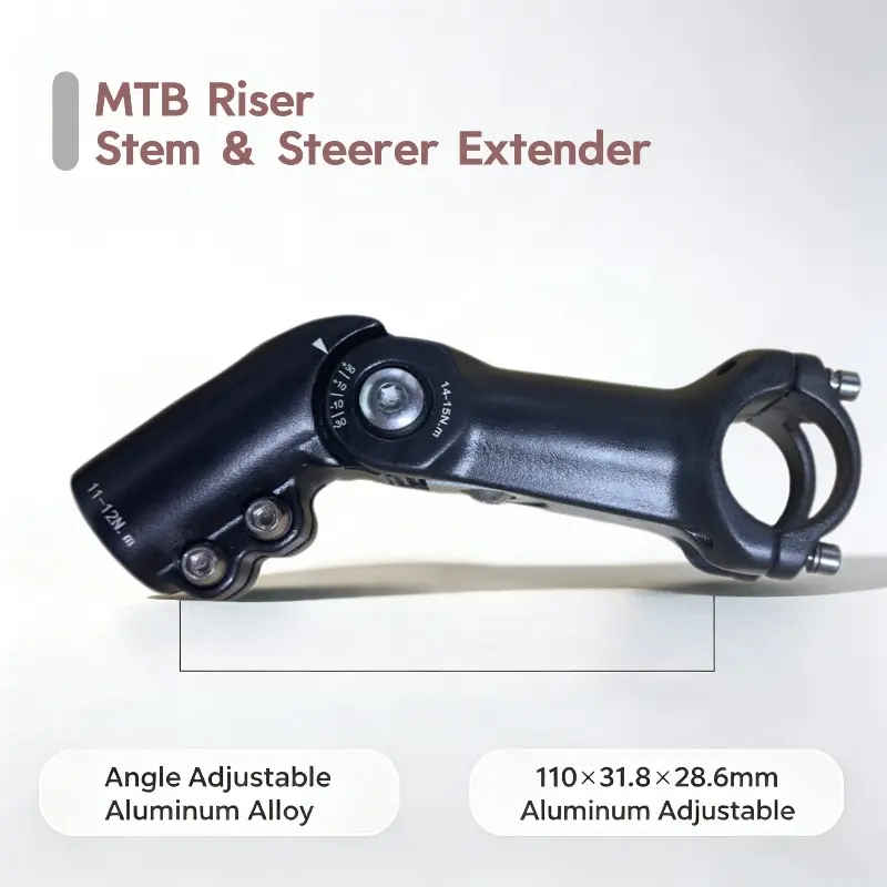 MTB Adjustable Aluminum Stem Bicycle Parts 110×31.8×28.6 with Raised Spacer