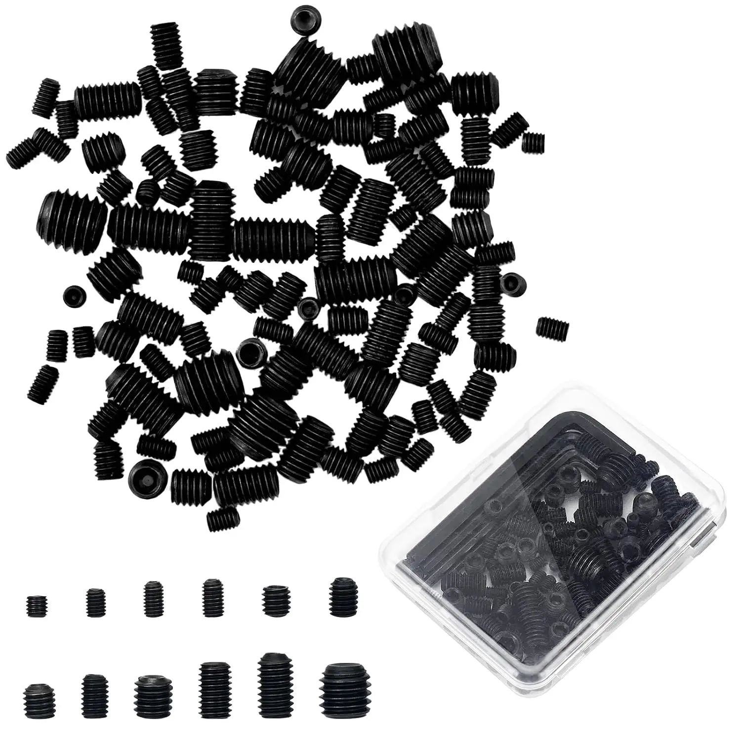 105 count Set Screws  Kit, M3 M4 M5 M6 M8 for Daily Needs | 12 Sizes Metric Grub Screws, Set Screws for Repairing Bathroom Fixtures, Door Handles, Faucets, Furniture & DIY