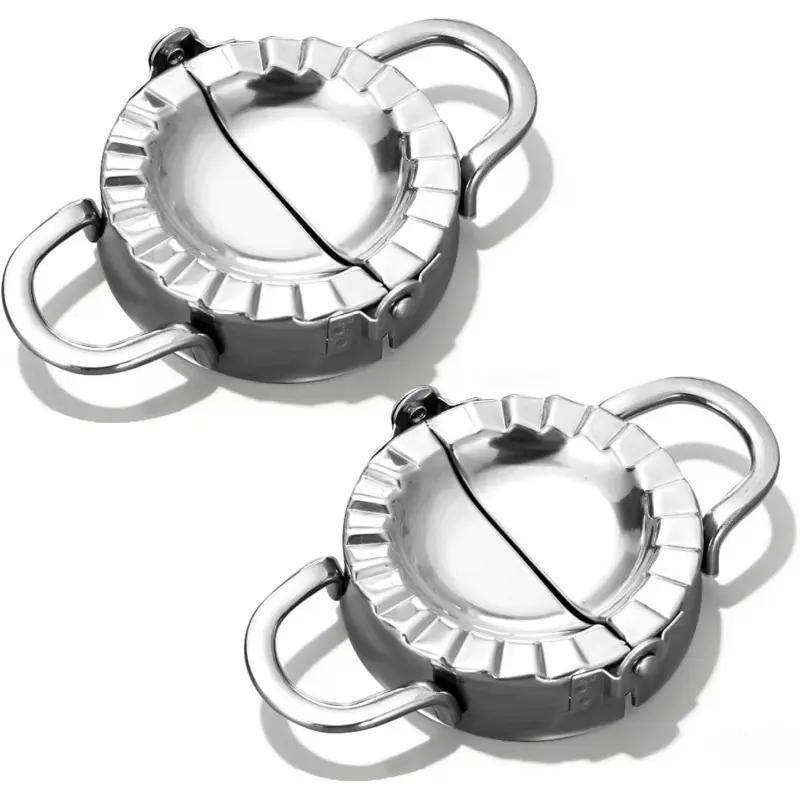 Stainless Steel Dumpling Ravioli Maker Press,2 Pack Pierogi Mold - Wonton Mould, Easy-tool for Dumpling Wrapper Dough Stamp Cutter Pastry Pie Making (2 pcs dumpling maker)
