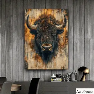 Bison Animal Painting, Perfect Home Decor, Rural Style Wall Art, Traditional Canvas Art, Natural Lover, Room Decoration Choice
