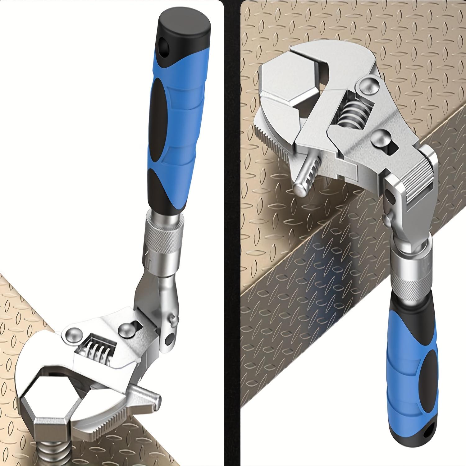 Flexhead Adjustable Wrench 10Inch to 12 Inch Ratcheting Crescent Wide Jaw Wrench Retractable Extension Shank And 180 Degree Rotating Head for Home Garage Workshop