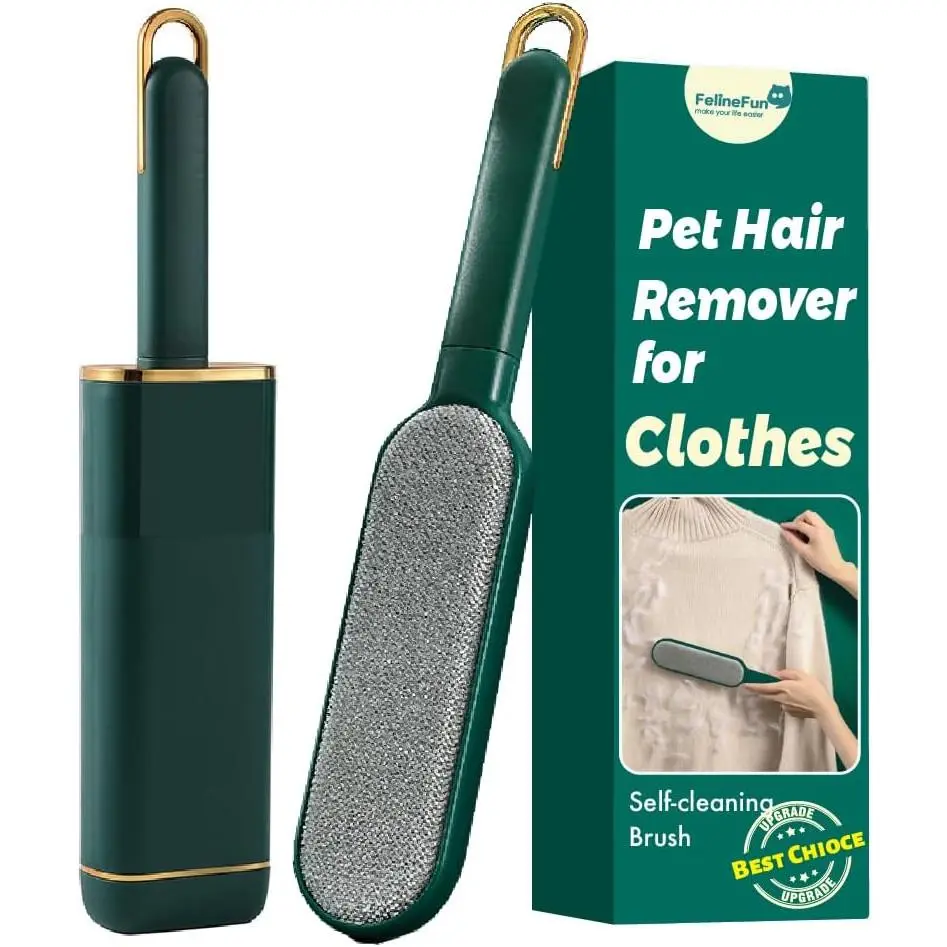 FelineFun Reusable Lint Brush Pet Hair Remover - 1 Unit, Lightweight Design for Quick Surface Hair Pickup, Self-Cleaning Base, Hanging Hole, Easier Maintenance for Clothes & Bedding Daily Touch-Ups