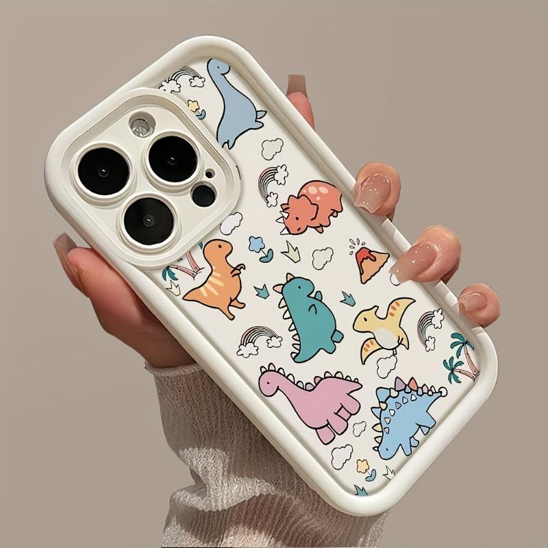 Colorful And Cute Dinosaur TPU Pattern Case for iPhone 16 15 14 Pro Max 13 12 11 XR XS E Plus Shockproof Full Camera Protection Durable slim Silicone Cover