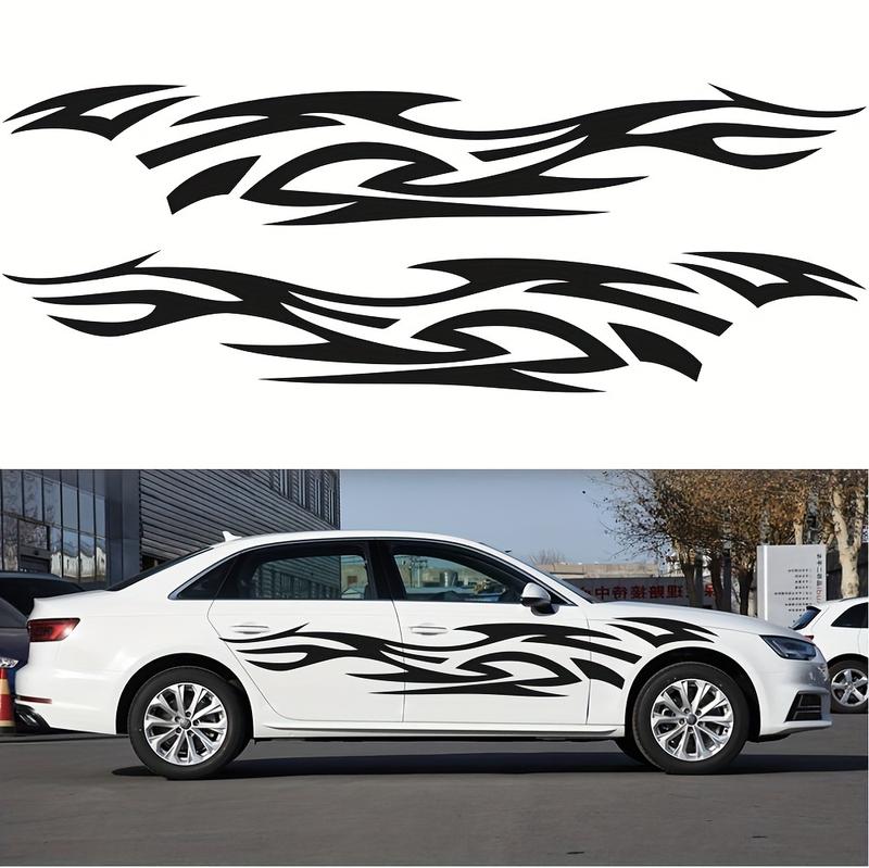 Flame Design Vinyl Car Decals - Easy Install, Bubble-Free Application for Right Side, Durable & Weather-Resistant