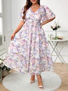 Women's Plus Size Spring Summer Fashion Casual Elegant Lightweight Chiffon Dress, Stylish and Comfortable, Perfect for Daily Wear