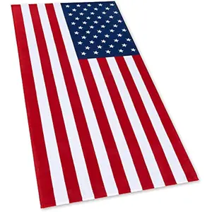 American Flag Beach Towel 31 x 63 inch (80 x 160 cm) USA Patriot 100% Cotton Velour Terry
