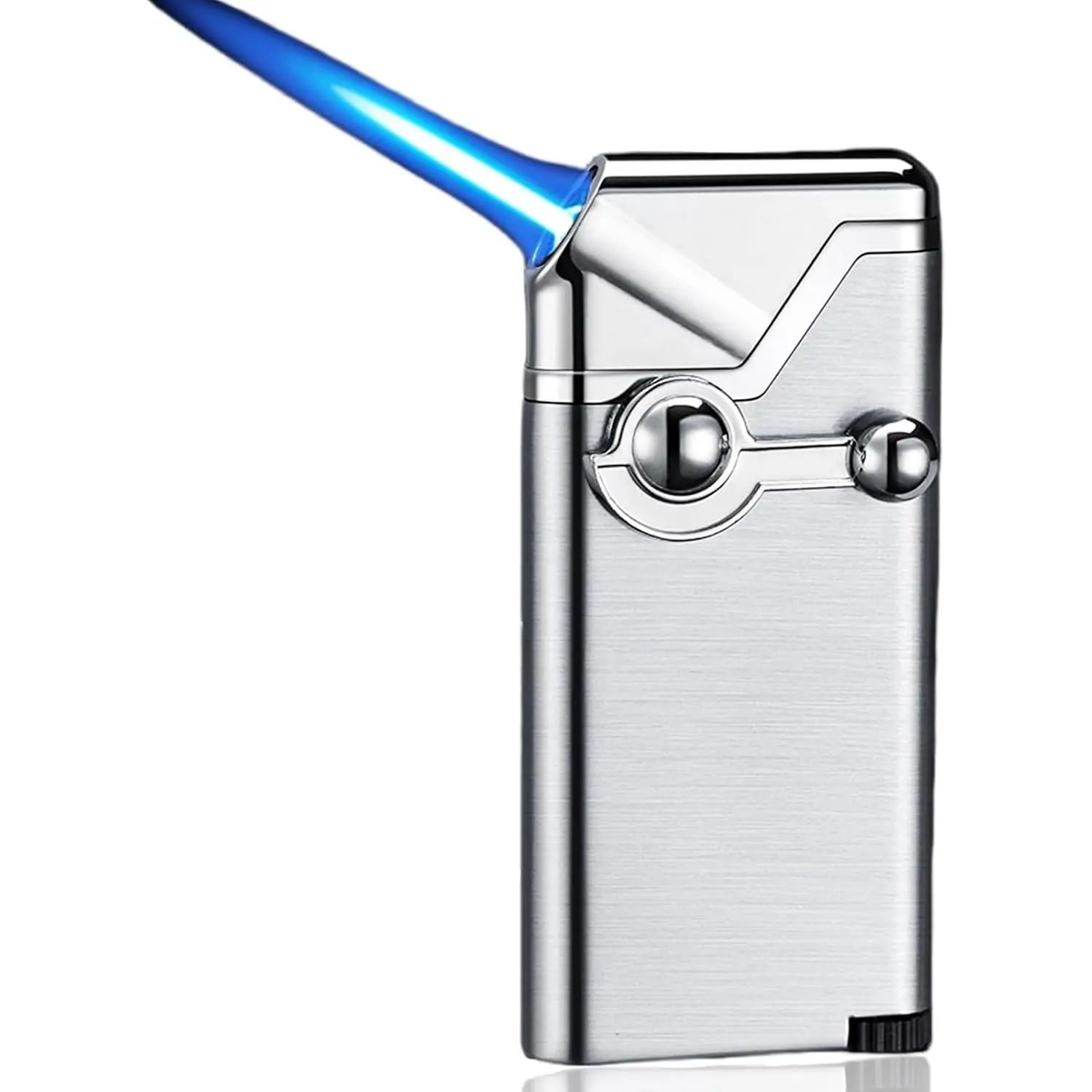 Rocker Lighter, Jet Lighter, Refillable Lighters for Men Christmas Candles Thanksgiving(No Butane Fuel) (Silver)