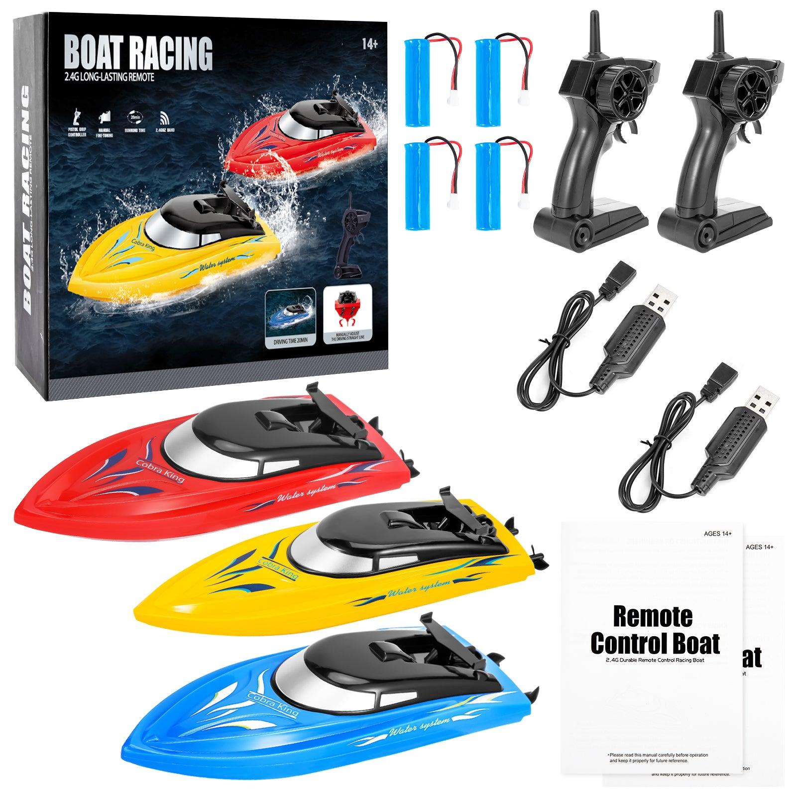 GARVEE 3-Pack Remote Control Boats, High Speed 10km/H 2.4G Fast RC Boats with 6 Rechargeable Batteries (3 in Each Boat) for Pools and Lakes, Suitable for All Ages