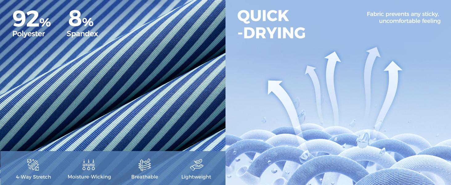 Willit Men's Golf Polo Shirts Short Sleeve Striped Performance Moisture Wicking