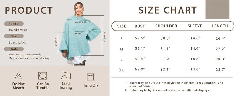 PiePieBuy Womens 2025 Trend Oversized Sweater - Mock Neck Batwing Sleeve Tunic Ribbed Knit Fall Top