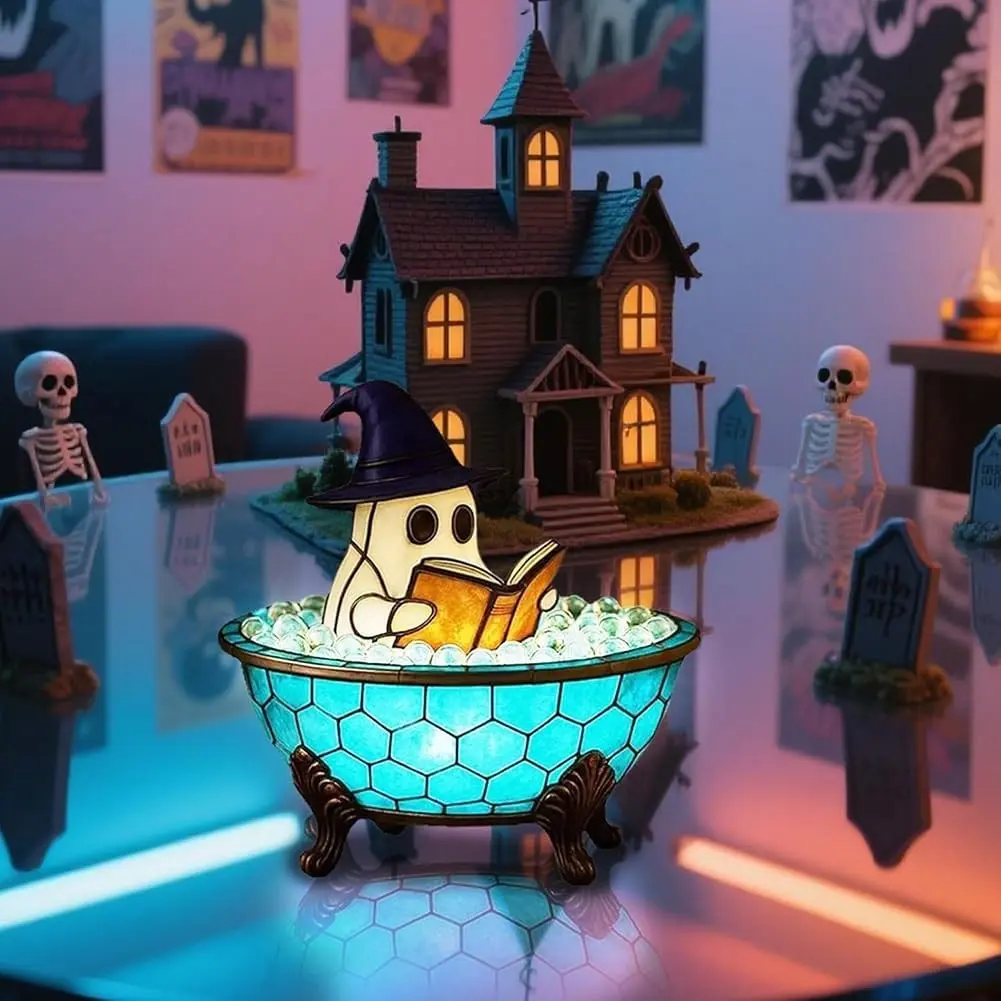 Halloween Ghost Bubble Bath Light, Cute Resin Night Lamp, Bathroom Bathtub Decorative Light, Perfect for Halloween Party, Gift, Festival Atmosphere, Decoration