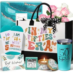 50th Birthday Gifts for Her, Fabulous 50th Birthday Gifts for Women, Cool Turning 50 Year Old Gifts 1975 Gifts,  Happy 50th Birthday Gifts Ideas for Her Mom Sister  Wife w/ Canvas Tote Bag