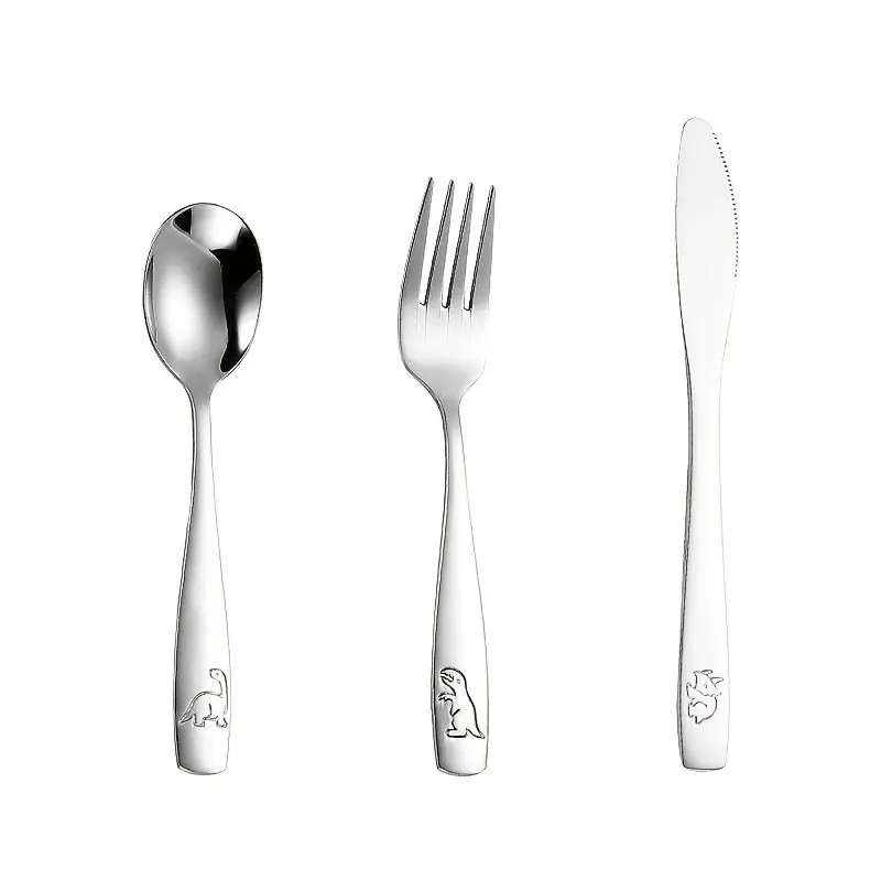 Stainless Steel Dinosaur Cutlery Set, Creative Cartoon Western Tableware Sets, Knife Fork Spoon Set, Dinner Utensil Set, Unique Dining Utensils, Kids' Mealtime Fun