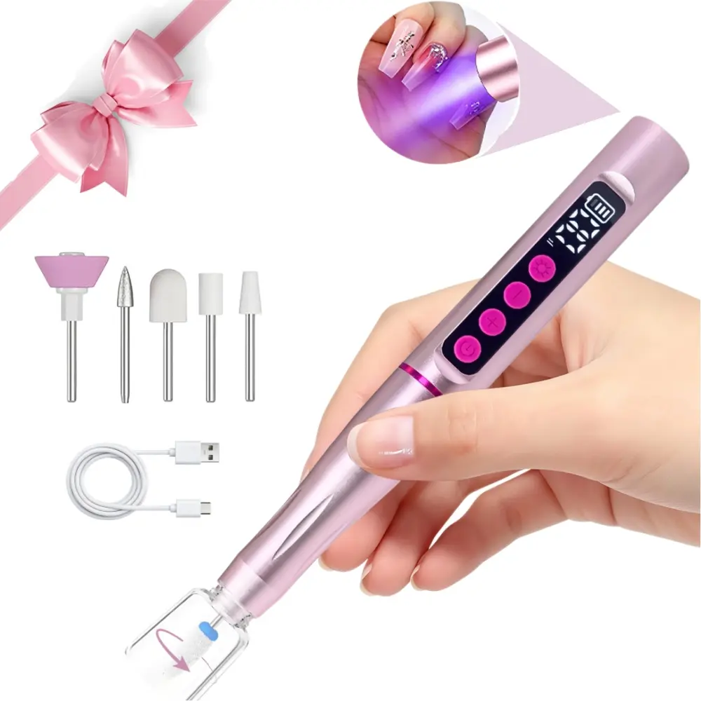Professional Nail Drill 35,000RPM, Cordless Electric Nail File with 35 Speed Control & UV LED Light, Rechargeable Nail Dremel Tool with Nail Drill Bits for Acrylic Nails, Gel X, Manicure and Pedicure