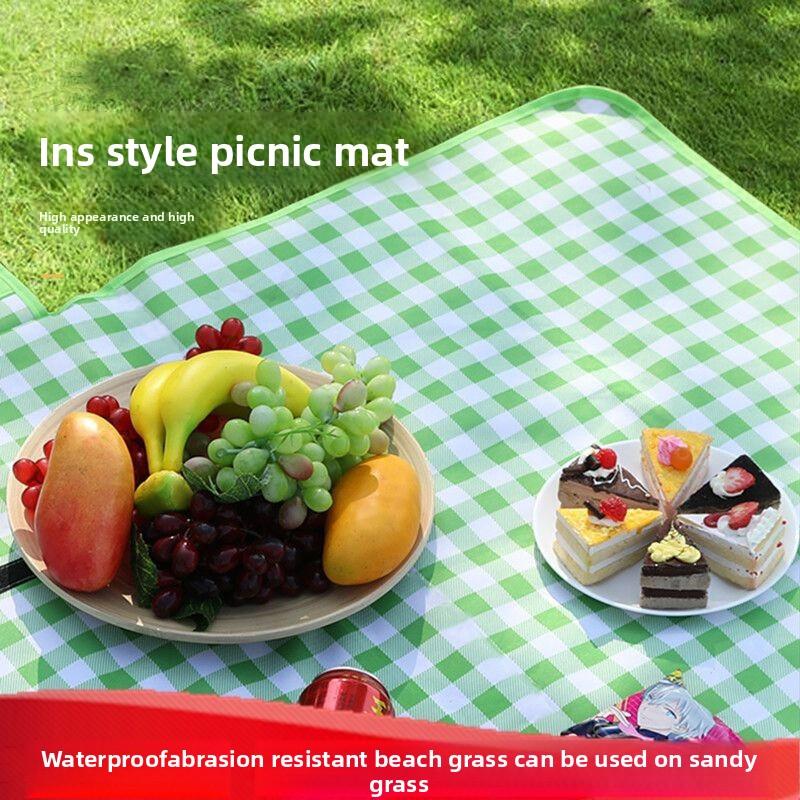 Outdoor picnic mat waterproof, moisture-proof and dirty portable spring outing floor mat ins wind picnic cloth camping mat picnic suburbs essentials Cube Tent Conversion Kit Automatic Quick-Open Double-Layer