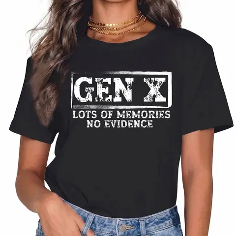 Unisex "Gen X Memories" Funny Graphic T-Shirt, Vintage 100% Cotton Tee, Casual Breathable Short Sleeve Streetwear Top for 80s 90s Nostalgia