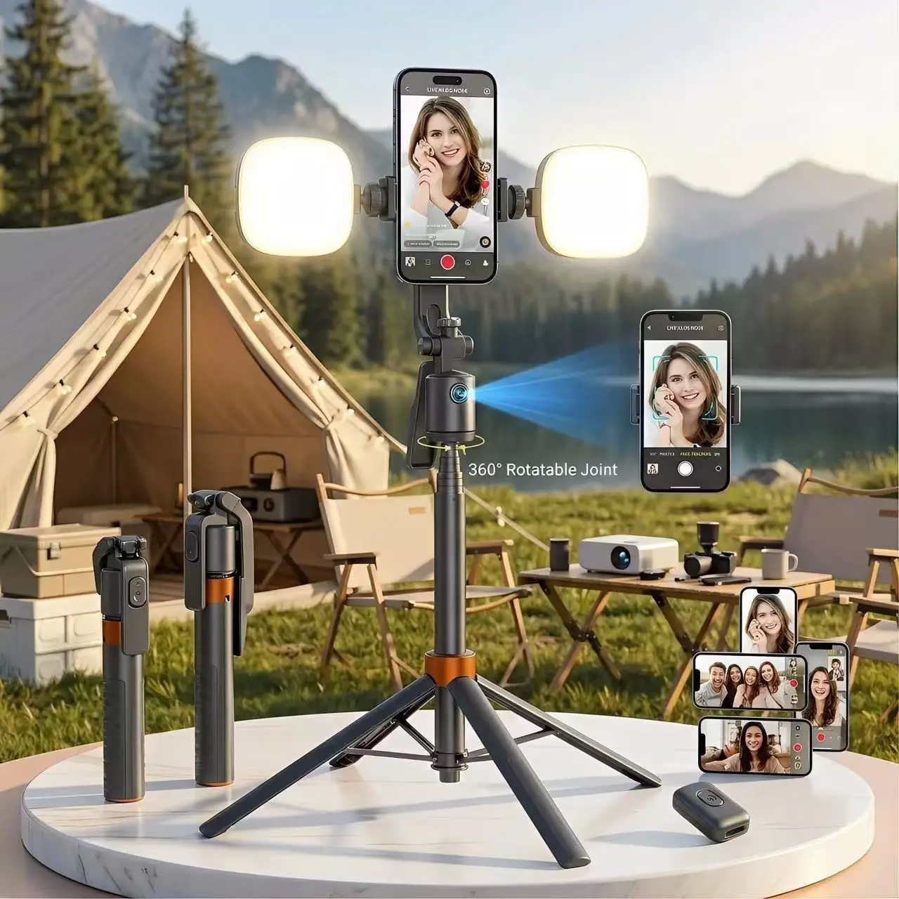 180cm Selfie Stick with Face Tracking, 360° Rotating Gimbal Stabilizer, Smartphone Tripod Stand for Mobile Camera, Q13 Model