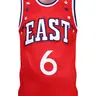 Men's 6 Red Embroidery Basketball Jersey, Embroidered Sporty Sports Top, Casual Long Sleeve Fitted Tee, H-Type Silhouette, Letter Pattern Design