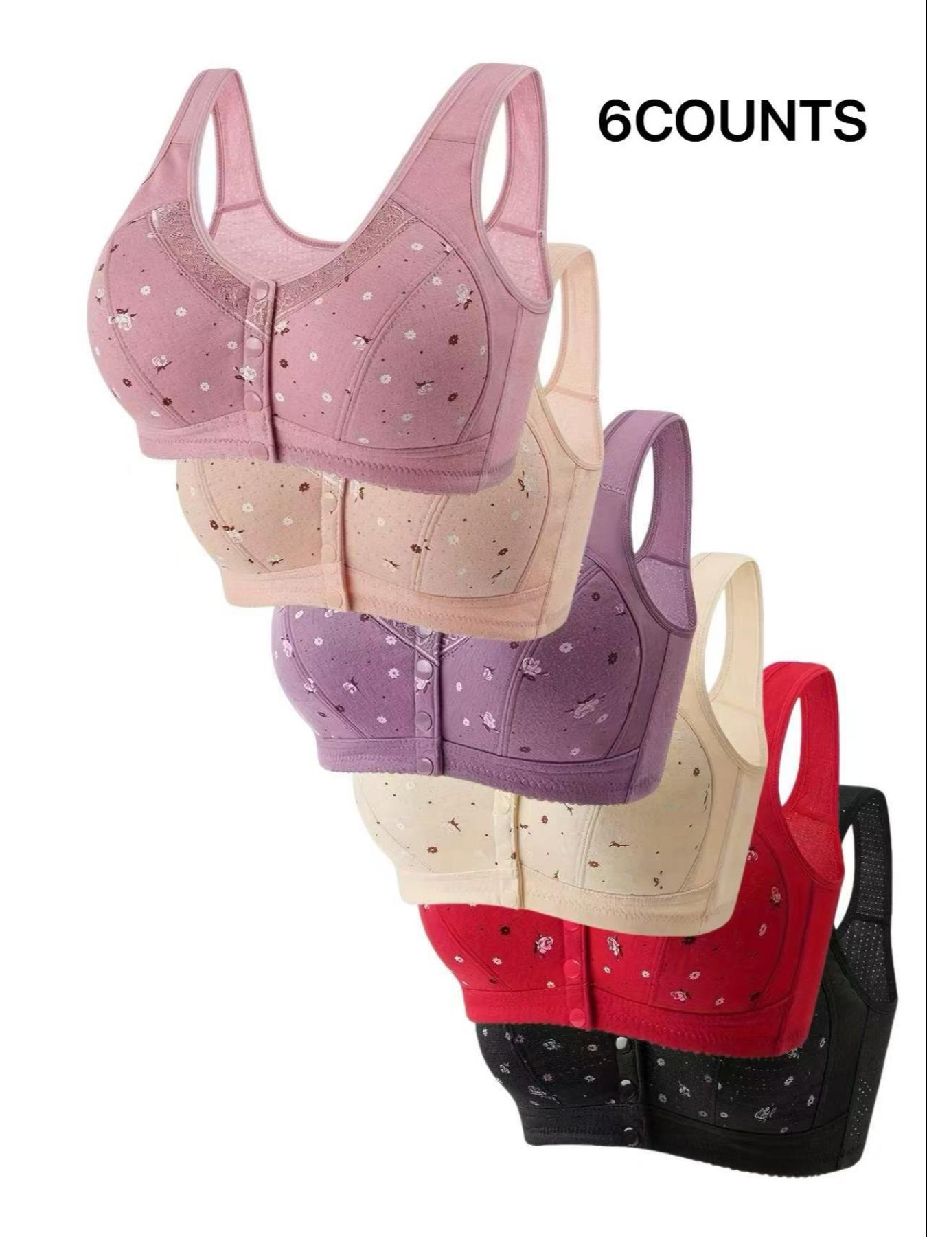 Women's Floral Print Push Up Bra, Soft Comfortable Breathable Bra, Women's Lingerie for All Seasons