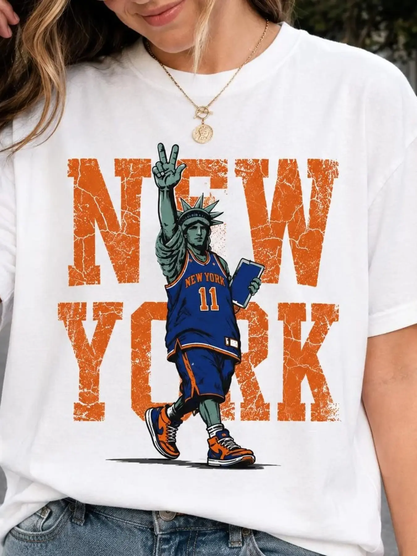 Jalen Brunson 2026 Ny Knicks Basketball T-Shirt, Unisex Y2K Fashion Crew Neck Short Sleeve Top, Casual Loose Fit All-Over Print Tee