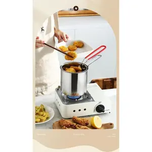Stainless Steel Multi-functional Frying Pan, Home-use Small Oil Pot, Small Skewer Frying Pot, Mini Oil-saving Small Frying Pot