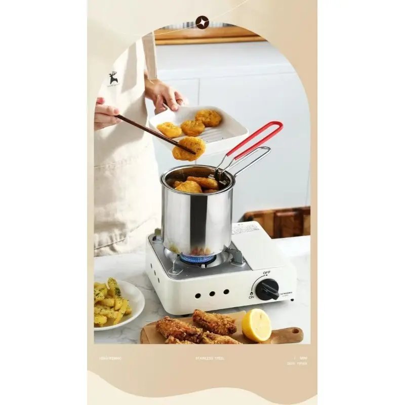 Stainless Steel Multi-functional Frying Pan, Home-use Small Oil Pot, Small Skewer Frying Pot, Mini Oil-saving Small Frying Pot