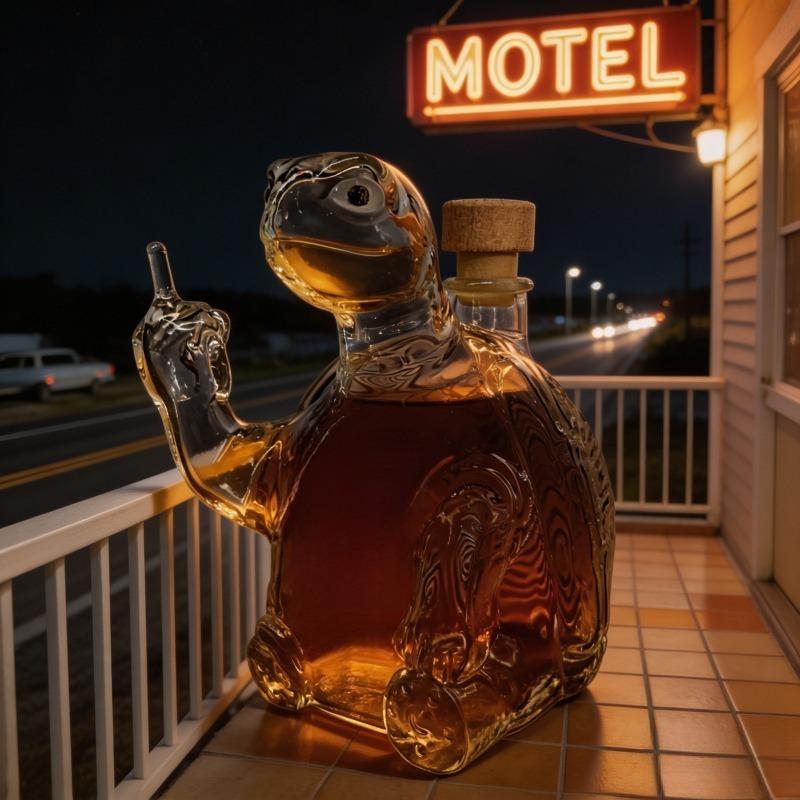 Novelty Turtle Glass Whiskey Bottle, Decorative Liquor Storage Container for Brandy, Vodka & Wine, Stylish Home Bar Accent and Great Gift Choice