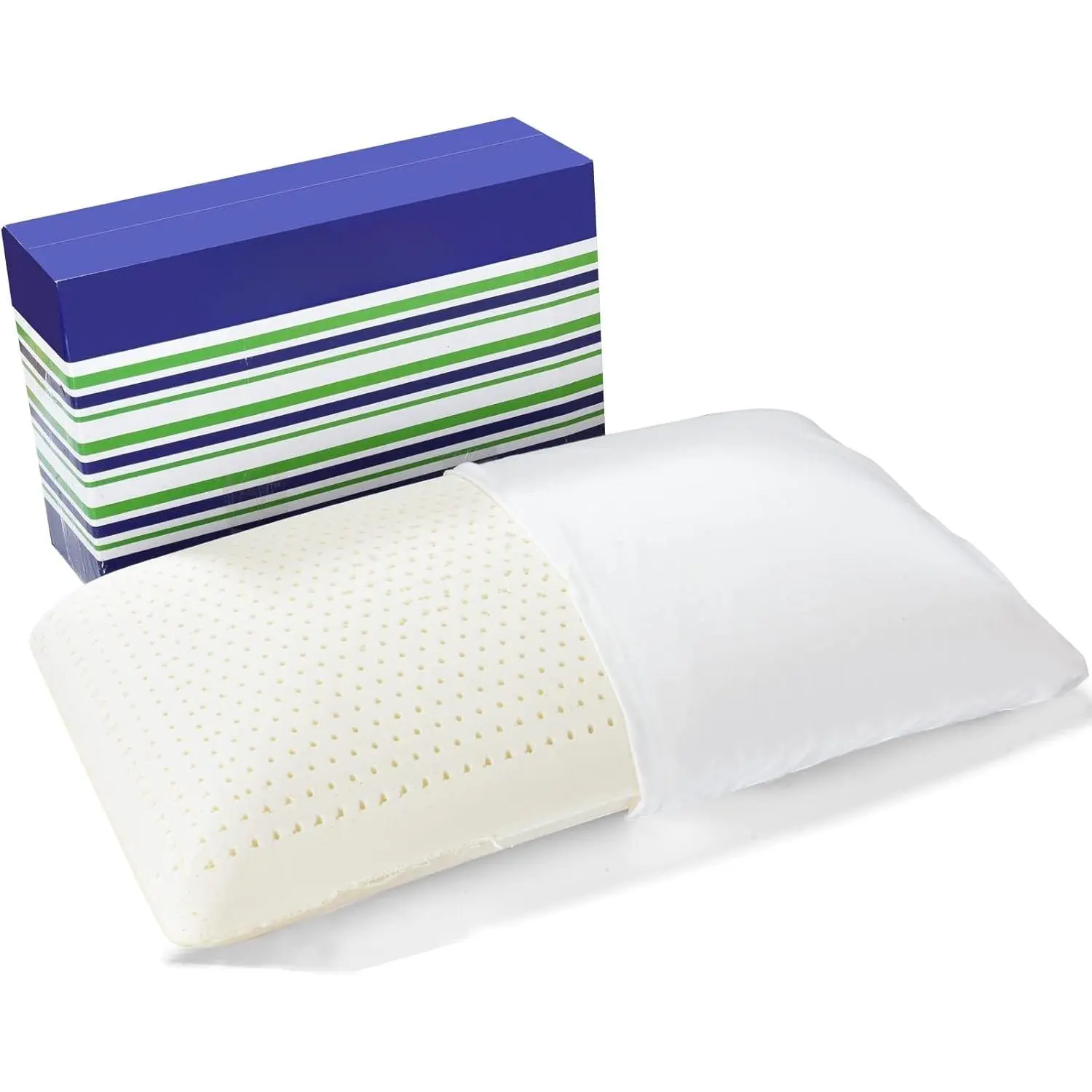 Talalay Latex Pillow, Soft  Latex  Pillow for Sleeping, Bed Pillow for , Side and  Sleeperswith Removable  Cover, Helps   and   ()
