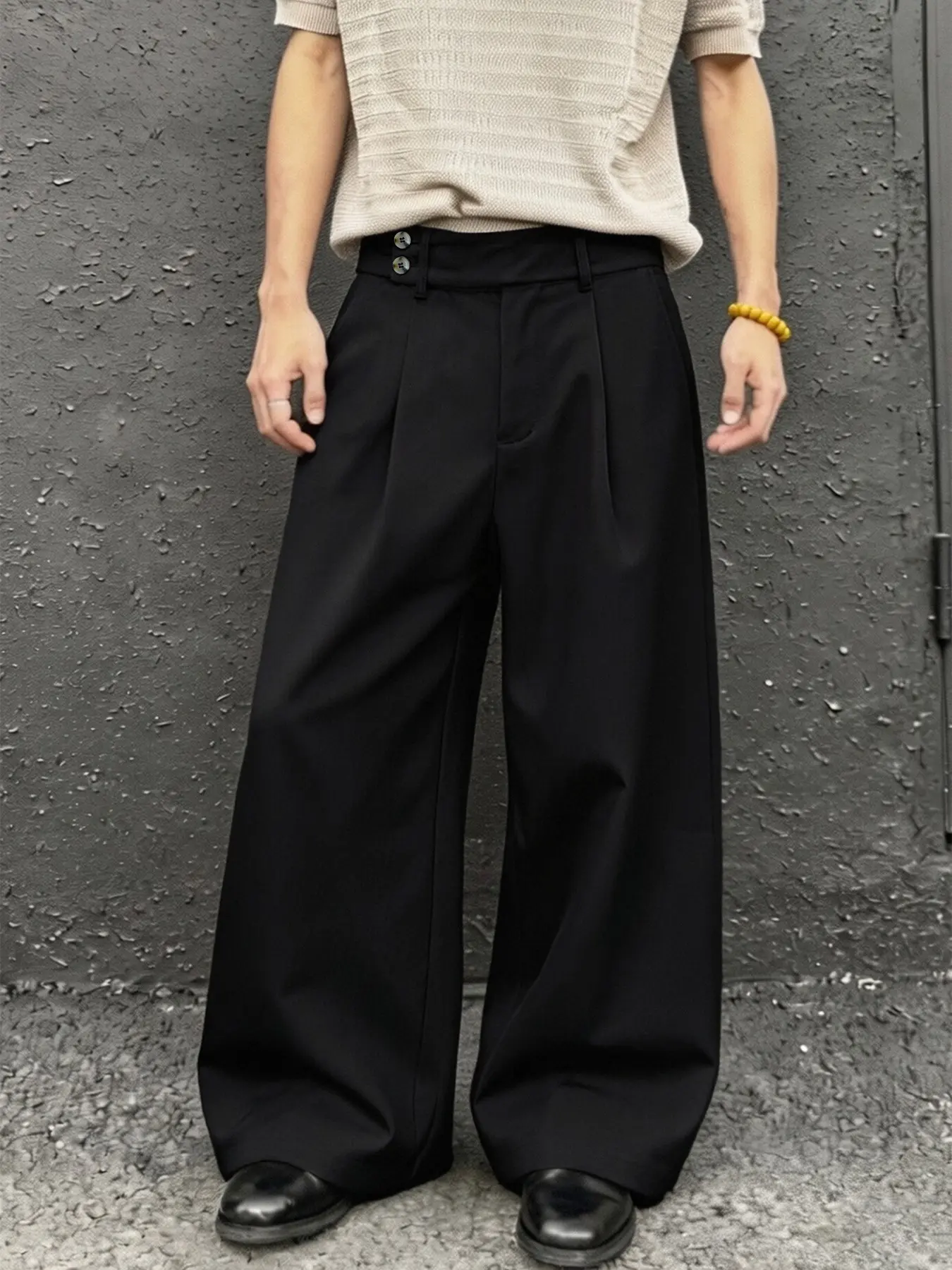 Men's High-Waisted Wide-Leg Pants, Korean Style Loose Fit, Lightweight, Soft & Comfortable Fabric, Ideal for Daily Commute, Streetwear, Business and Dating