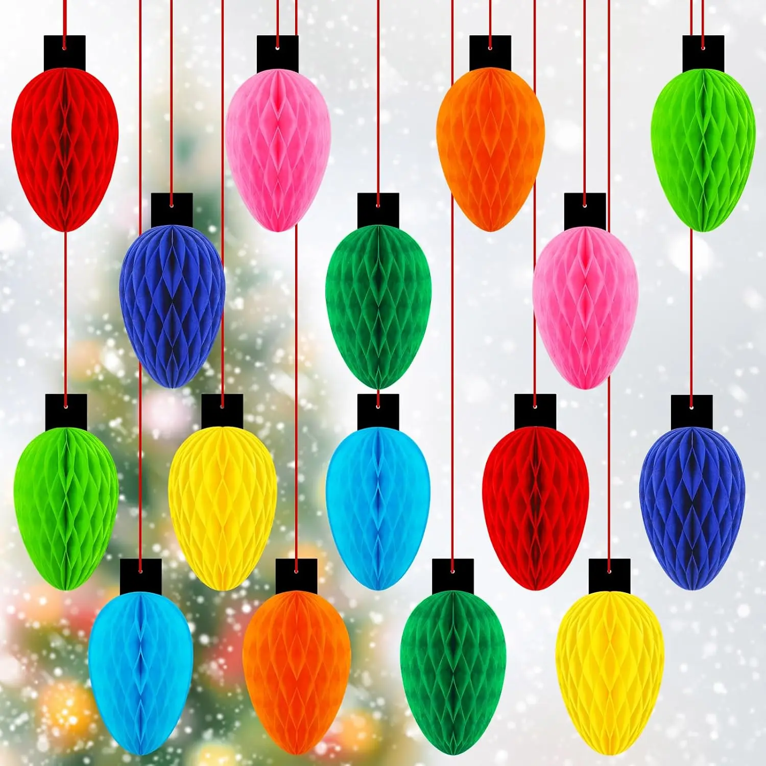 16 count Christmas Light  Ball Decorations Colorful Bulbs  Ceiling Sign   Party Ornament for Xmas Holiday Tree Classroom Decor