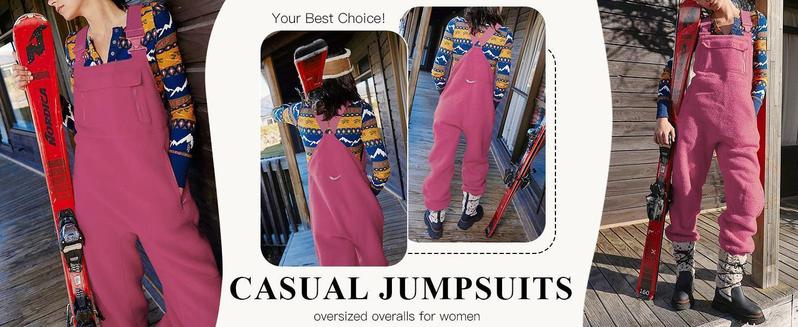 Imily Bela Women's Fleece Warm Overalls Winter Loose Casual Jumpsuits with Pockets