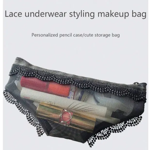 Black Niche Personalized Makeup Bag, Distinctive Shape Storage Pouch, Portable Mesh Cosmetic & Stationery Organizer - Must-Have For Cool Girls Makeup Travel Toiletry Organizer Clear Essentials Gifts Storage Zipper Accessories Nail Bag,Room Decor