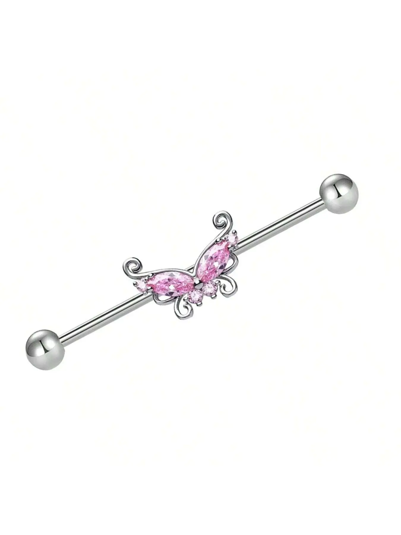 14g Medical Steel Butterfly Design Industrial Barbell Conch Ear Cuff, 316L Stainless Steel, Women's Body Piercing Jewelry, Single Piece