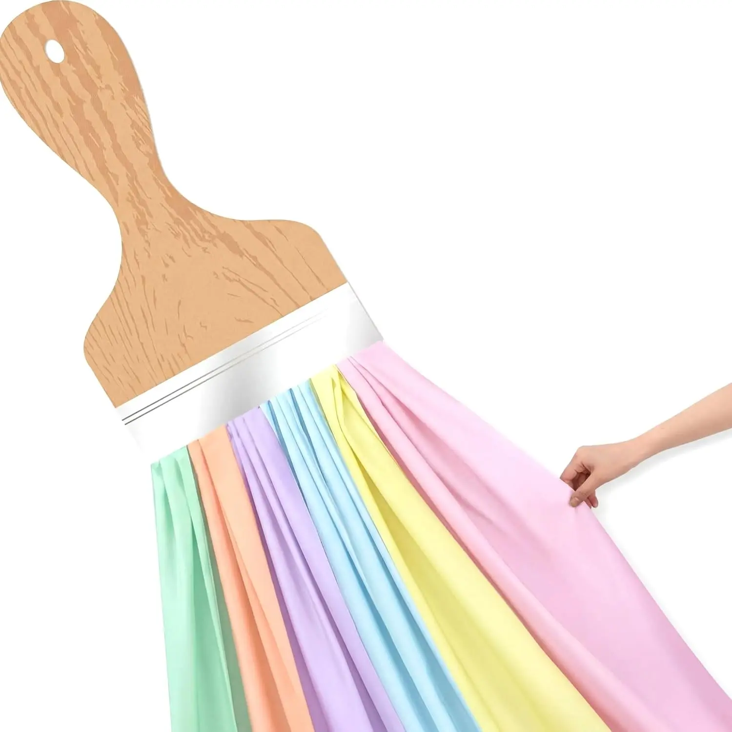 85-Inch 3D Art Painting Classroom Wall Decor, Pastel Rainbow Bulletin Board Ornament with Brush Shape, Cloth Fabric, DIY Cutouts, Easy Setup for Back to School First Day Chalkboard Use