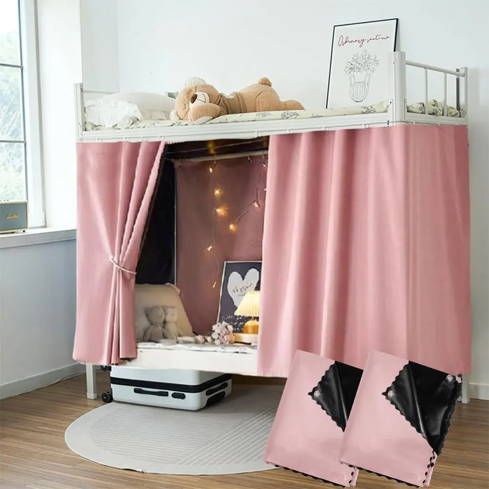 Student Dorm Bunk Bed Curtains Blackout Drapes for Loft Bed Pure Color Dustproof Decorative Shading Canopy for Bottom Bunk Bed for Girl Boy Bed Canopies
