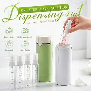 Four-in-one leak-proof travel bottle set |   Refillable round plastic containers, suitable for shampoo, conditioner, shower gel, and lotion - compact toiletry travel set