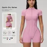 European and American Cross-Border Fitness Jumpsuit, Stand Collar Zipper, Sporty Style, Plain Pattern, All Seasons, Home Training Yoga, Tight Fitting Jumpsuit