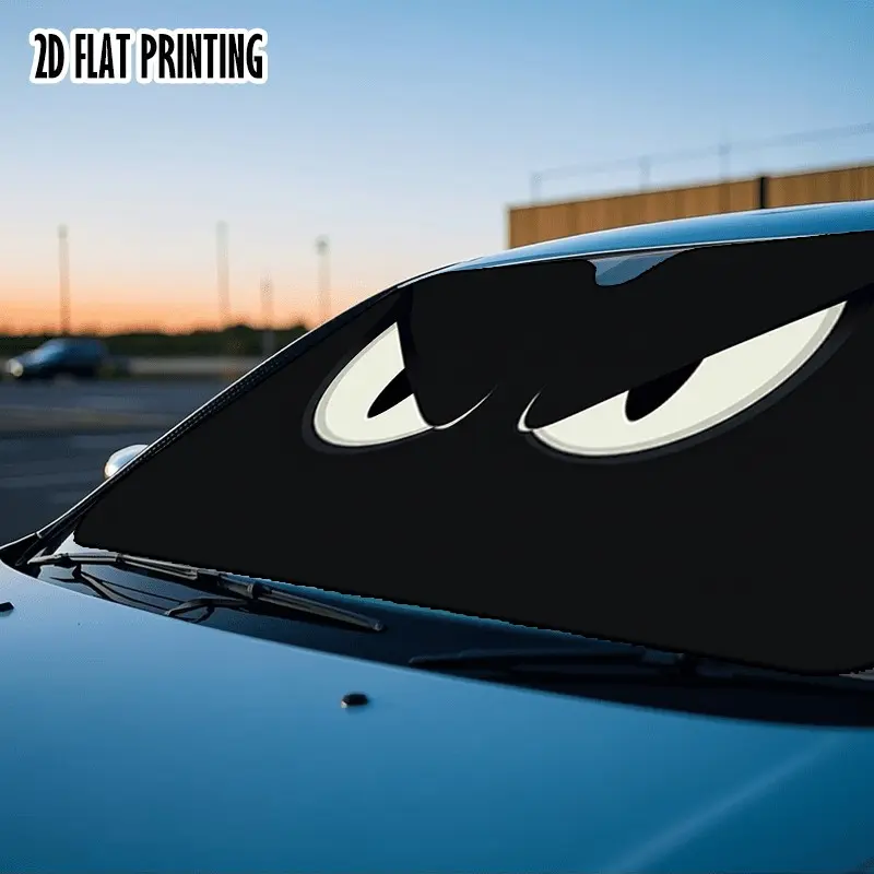 Foldable Evil Sharp Angry Eyes Car Windshield Sun Shade, Thick Aluminum Foil Heat Insulation UV Block Auto Sun Visor