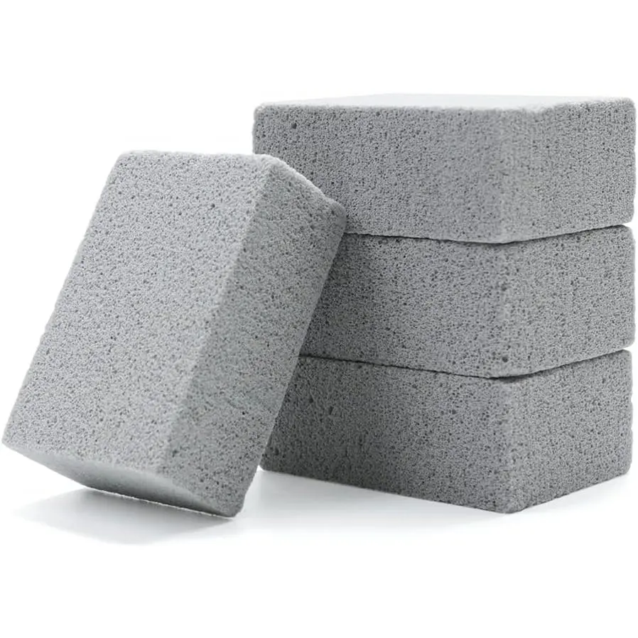 Magic  Griddle Scraper,4 Pack Gray Stone Cleaning Block Clean Brick for Grill, Removing Stains BBQ,Pool, Racks, Baking Steel, Oven, Flat Top Cookers, Utensils, Exfoliation , Toilet