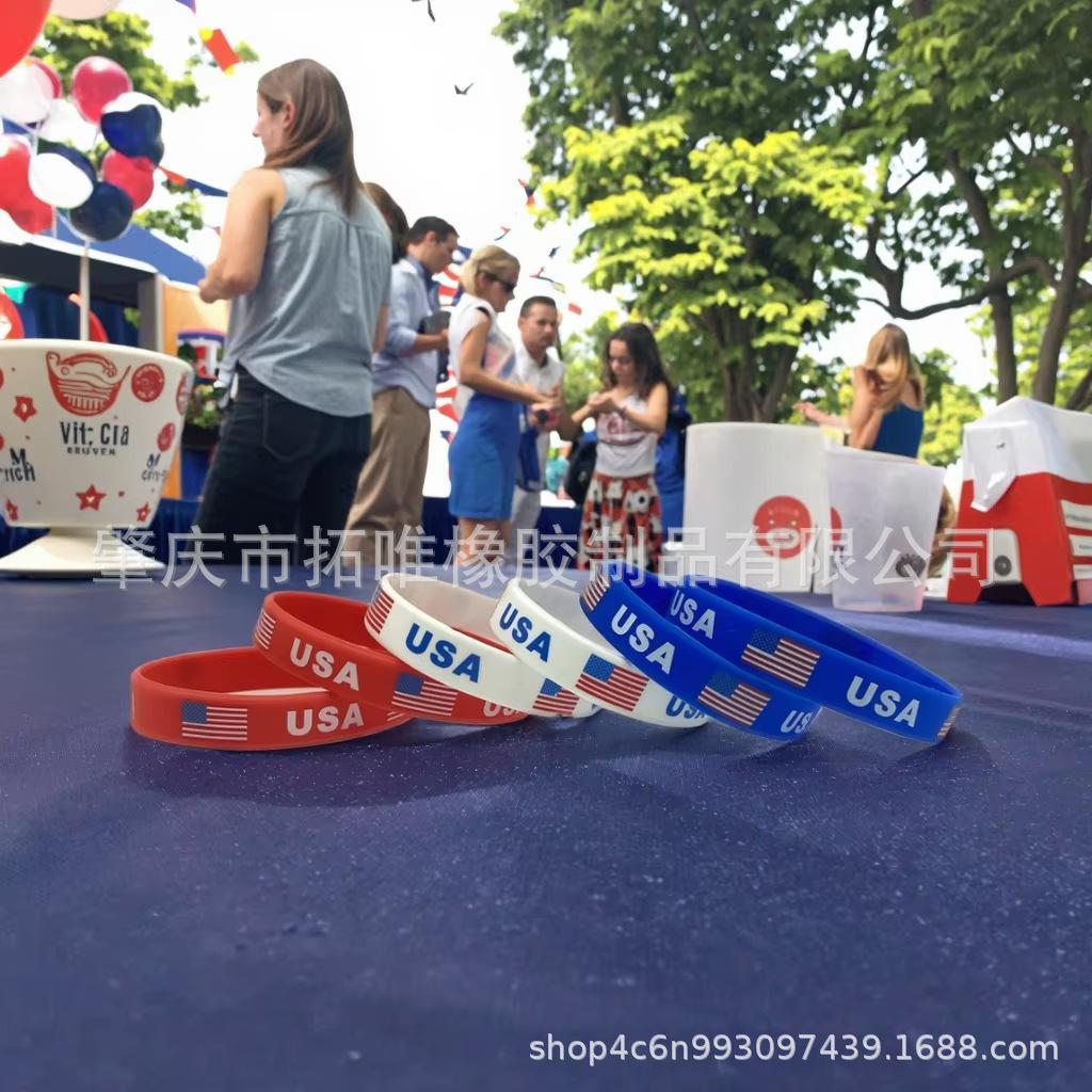 American Stars and Stripes Sports Games Energy Bracelet Loop World Cup Football Fan Classic Memorial Silicone Wristband