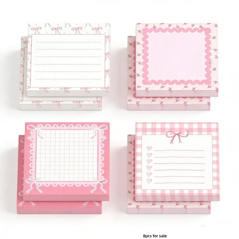 Bow Style Sticky Notes Set, Self-Adhesive DIY Diary Supplies, DIY Journaling, 30 Sheets Per Book, Ideal for School, Office and Home Use, Student Teacher Gift