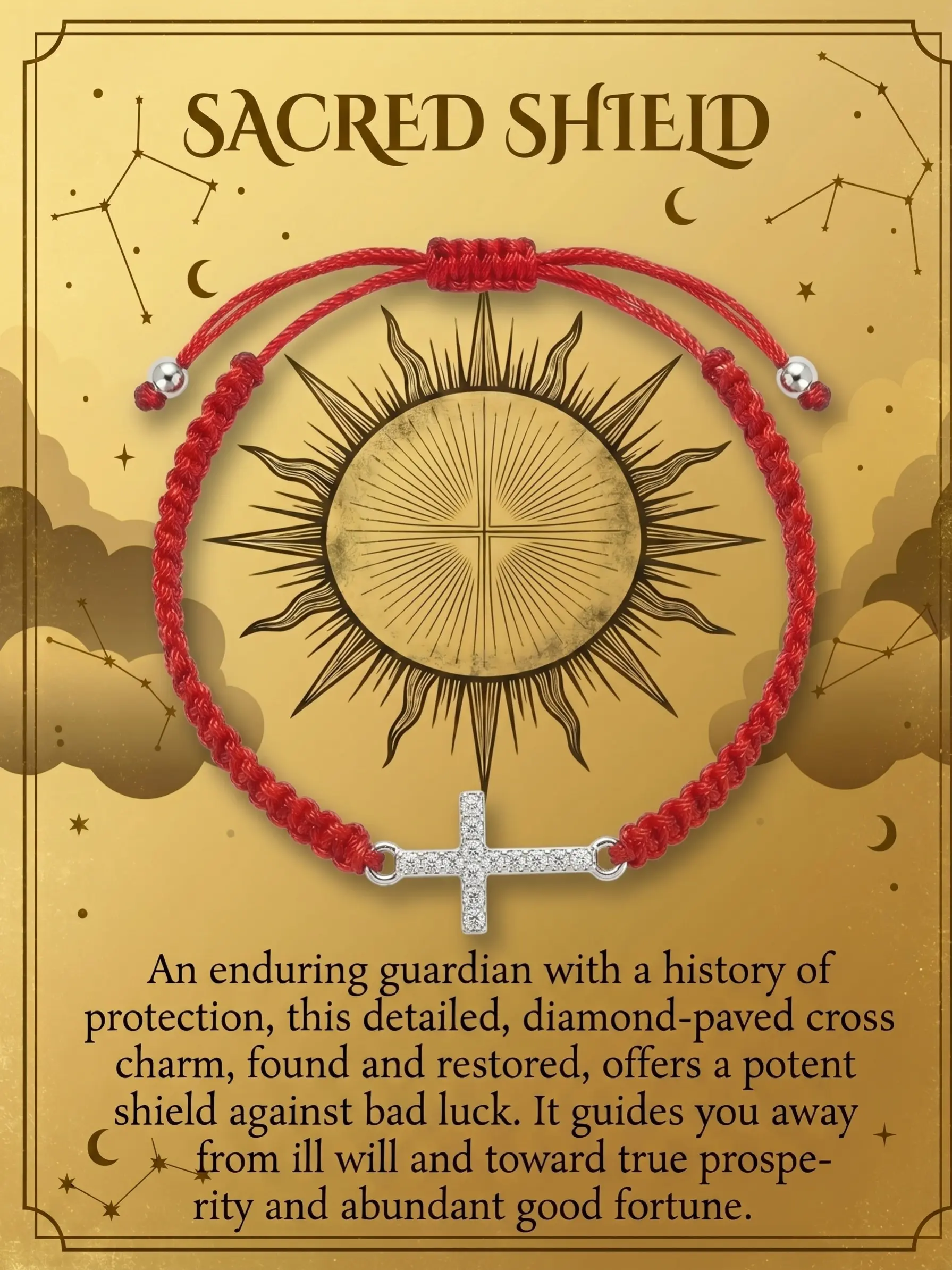 Cross Red String Bracelet - Adjustable Faith Protection Jewelry for Luck & Blessing, Elegant Rhinestone Crucifix Charm Bracelet, Handmade Minimalist Religious Gift for Men and Women, Daily Wear Spiritual Protection Accessory, Crystal Bracelets