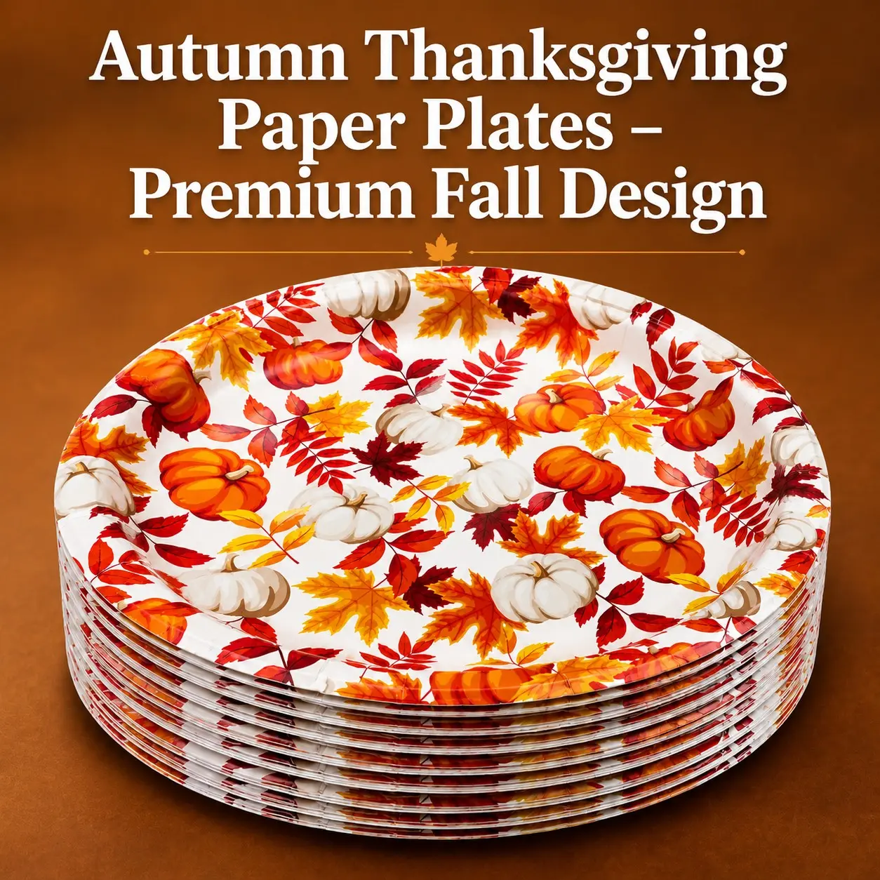 50-Pack Fall Thanksgiving Paper Plates, Thick Durable Disposable Party Ware, Ideal for Holiday Gatherings, Thanksgiving Dinner, Harvest Festivals