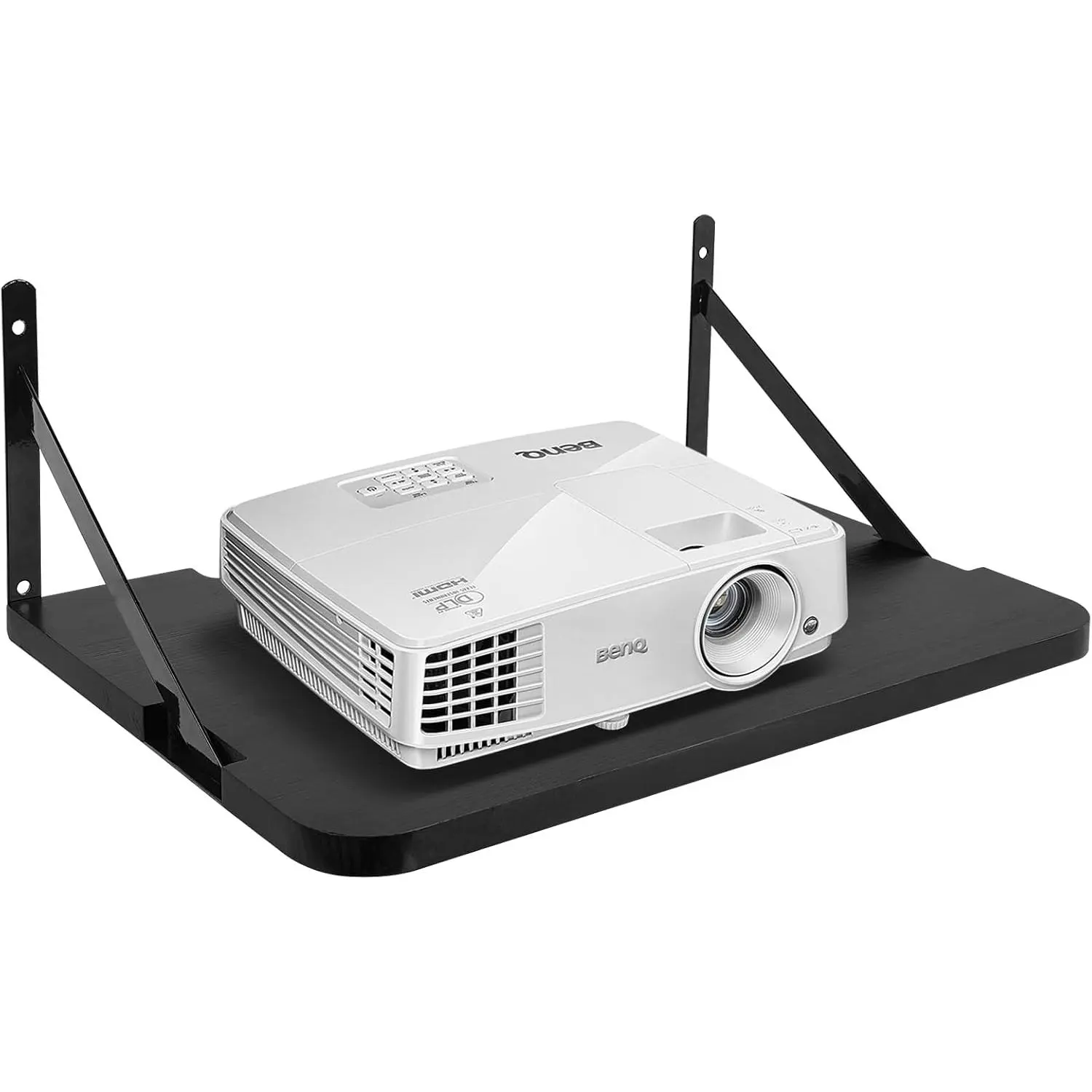 Solid Wood Black Projector Shelf - 16.2" x 11" (L*W), Floating Wall Mount, Modem & Cable Box Shelf for Xbox Series PS5 PS4