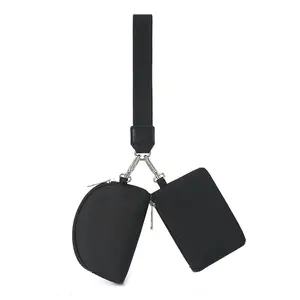Keychain Wallet Mini Zip Around Wristlet Wallets for Women Detachable Dual Pouch Wristlet Portable Coin Purse Small Wallets