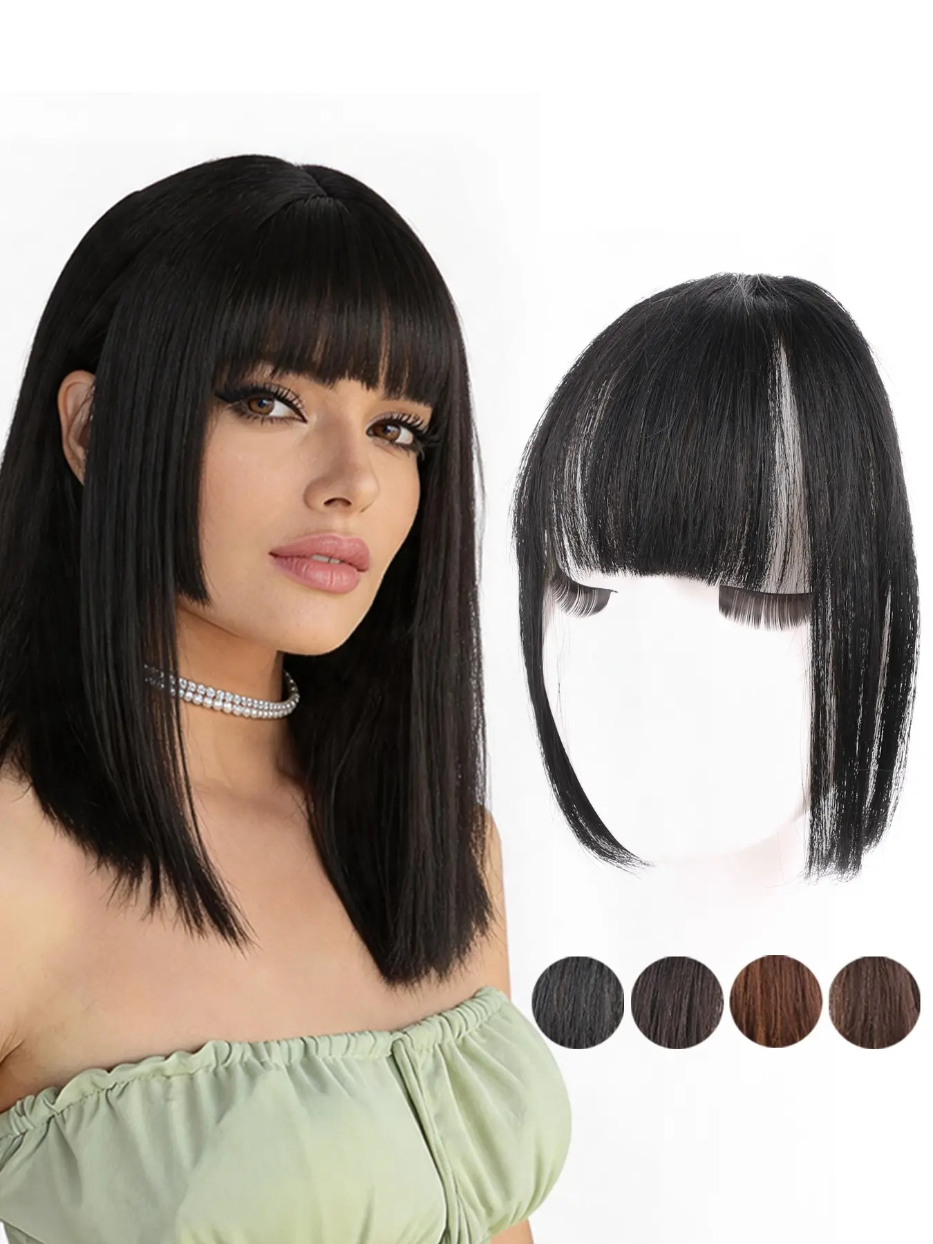 Princess Blunt Cut French Bangs, Real Human Hair Clip In Bangs, Face Shape Correction, Makes Face Look Smaller, Natural Look, Realistic Hairpieces