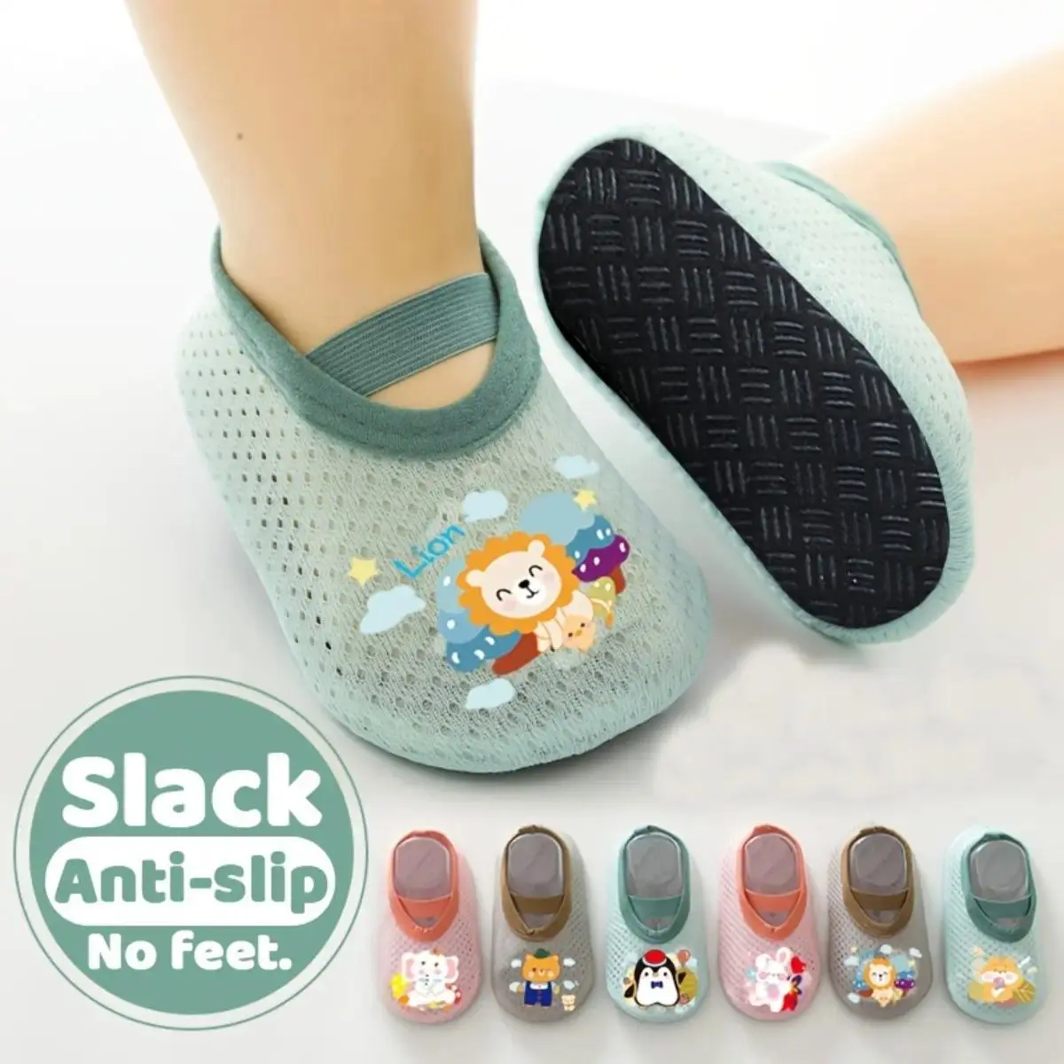 Breathable Mesh Non-Slip Floor Grip Socks, Soft Thick Sole Indoor Foot Hosiery, Lightweight Comfort Home Socks for Summer Daily Indoor Wear