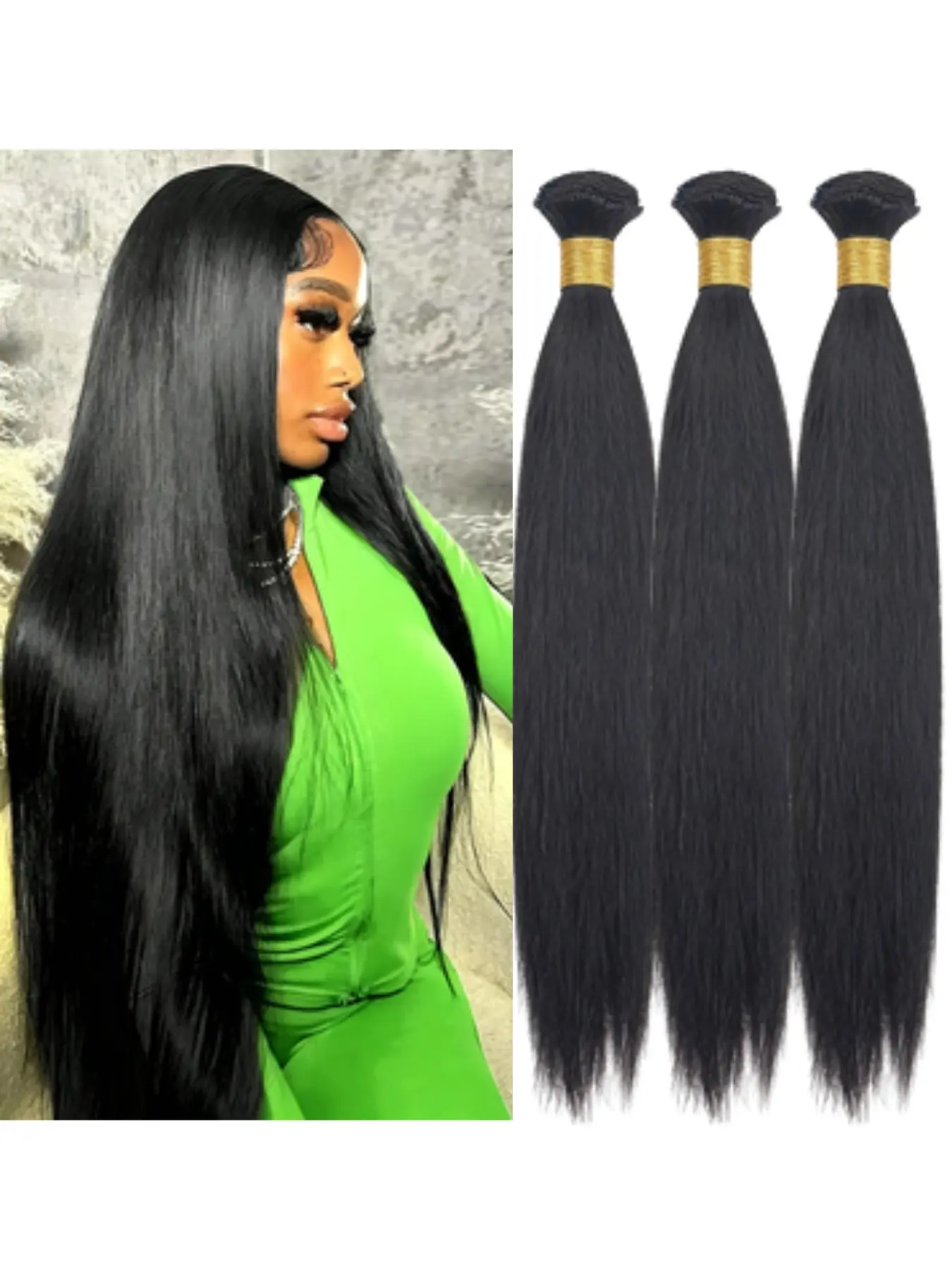 Straight Synthetic Hair Bundles 36 Inches 3 Bundles Quick Weave Hair Tracks Hair Extensions for Women Long Hair