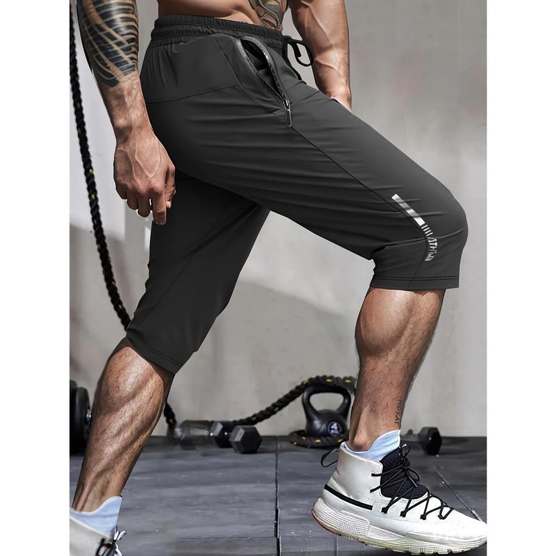 Male Plus Size Nylon-Cotton Blend Quick Dry Gym Shorts - Mid-Thigh Length, Lightweight, Breathable, High Stretch, Machine Washable, Secure Pockets for Fitness Training, Casual Wear