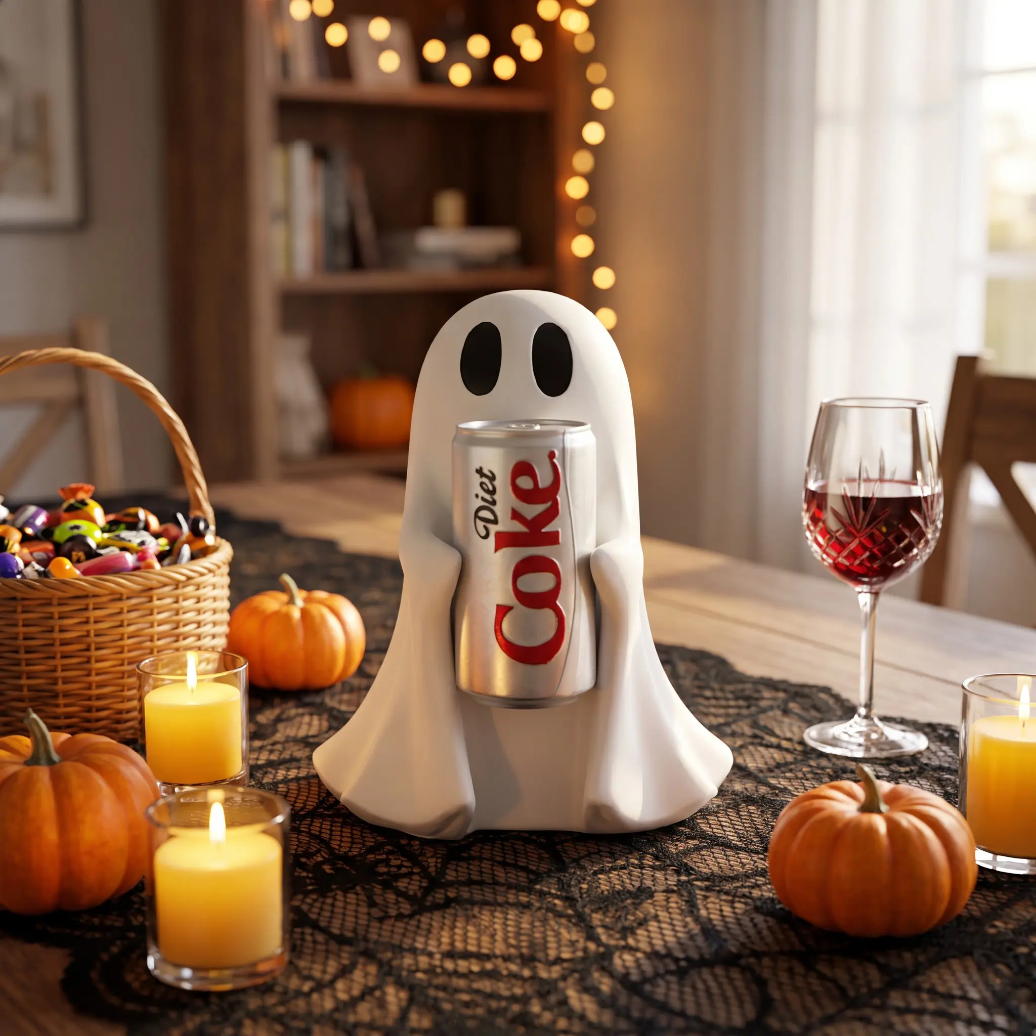 Ghost Hugging Drink Can Resin Craft Ornament, Home Decor Item, Halloween Decoration, Small Gift, 1 Piece, Unique Artwork